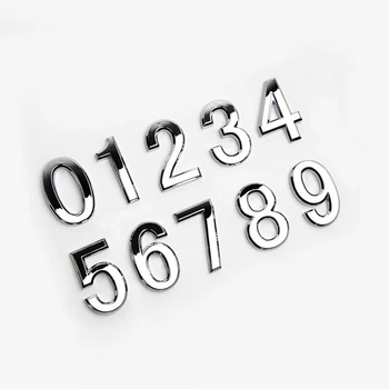 1PC 3D lipnių durų numerio ženklas ABS plastikinė etiketė Auksinė sidabrinė durų plokštelė Ženklas Skaitmenys Buto viešbučio durų adreso lipdukas