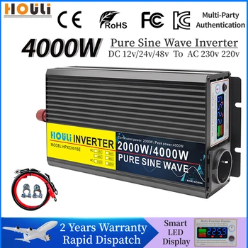 4000W Pure Sine Wave DC 12V 24V 48V į AC 220V Power Convert Double Socket Converter Solar Car Inverter
