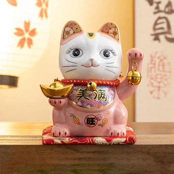 5 colių keramika Maneki Neko Lucky Cat pinigų dėžutė Fortūnos spalvos katė Piggy Bank namų dekoravimo dovana Feng Shui figūrėlė