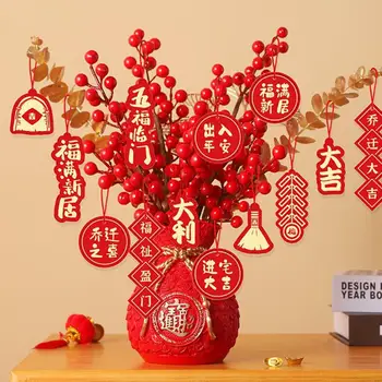 Kinų teksto raštas Vaza Kinų Naujųjų metų derva Palaiminimo krepšys Vazos ornamentas Šventinė dekoracija