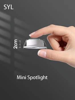 Led mini prožektorius įleidžiamas COB taškinė šviesa Itin plona maža 3W 5W spintelės ekrano lempa 
