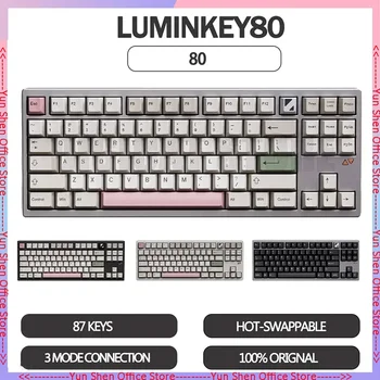 Luminkey80 Gamer Mechaninė klaviatūra Tarpinė Karštas apsikeitimas Klavišų dangteliai PBT 3 režimas Belaidė klaviatūra RGB Apšviestas Tinkinkite žaidimų klaviatūrą