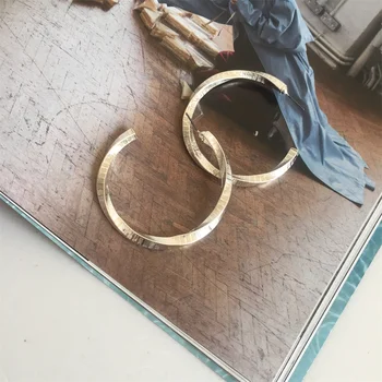 Madinga aukso ar sidabro spalvos danga 4mm storio tekstūruoti riešo lankelio auskarai moterims Merginos puošnūs laisvalaikio papuošalai