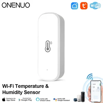 ONENUO WiFi temperatūros drėgmės jutiklis Patalpų išmanusis gyvenimo jutiklis Tuya termostato higrometro jutiklis veikia su Alexa Google