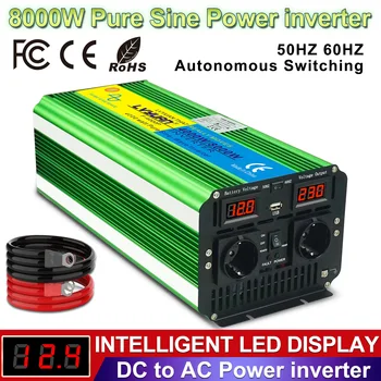 Pure Sine Wave Inverter 8000W 12V to 110V/220V DC į AC įtampos keitiklis Automobilinis keitiklis 50HZ 60HZ Išmanusis autonominis perjungimas