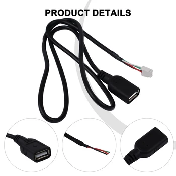 Universali 1x juoda ABS 4 kontaktų jungtis USB prailginimo kabelio adapteris Automobilio radijo stereofoninis automatinis pakeitimas Dalis